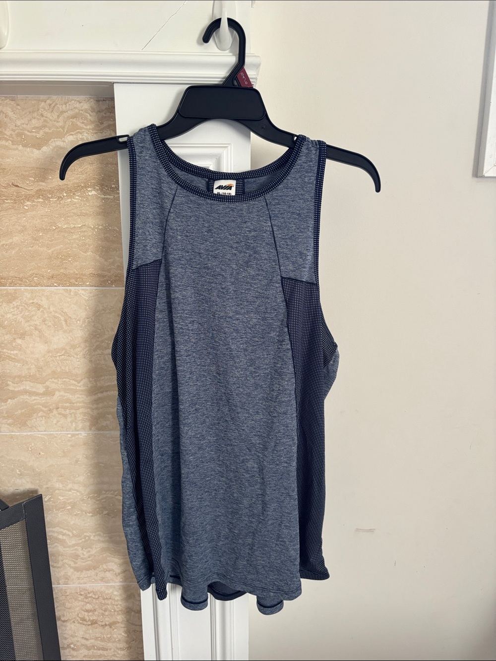 Avia Heathered Navy Blue Athletic, Razor-Back Tank Top